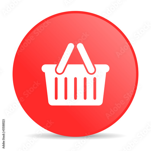 shopping cart red circle web glossy icon