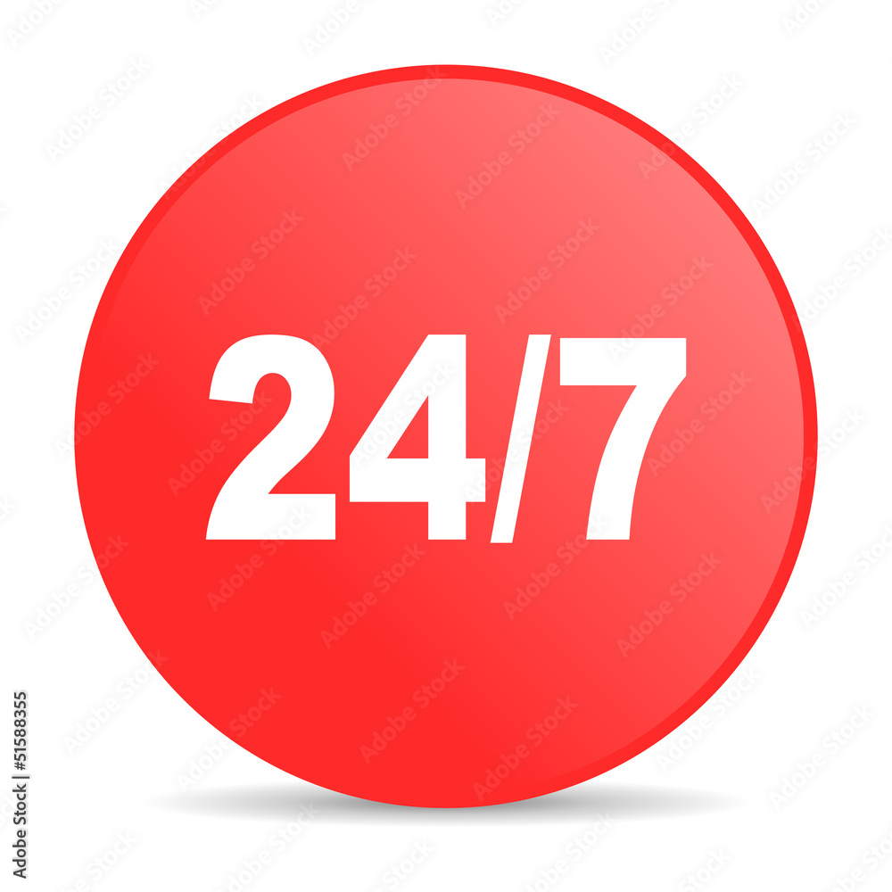 24/7 red circle web glossy icon 24/7 red circle web glossy icon