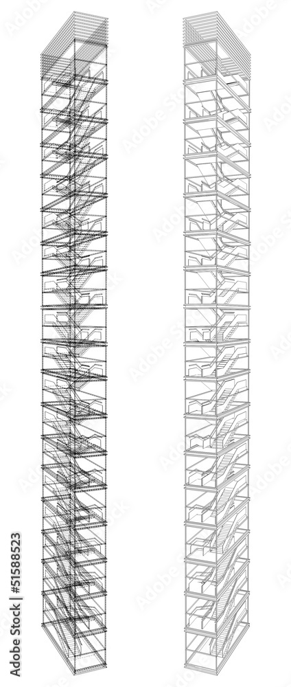 Geometric Staircase Of High Building 02