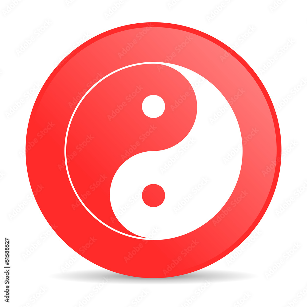 Fototapeta premium ying yang red circle web glossy icon