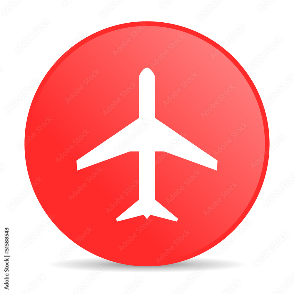 airplane red circle web glossy icon