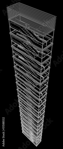 Geometric Staircase Of High Building Vector 04