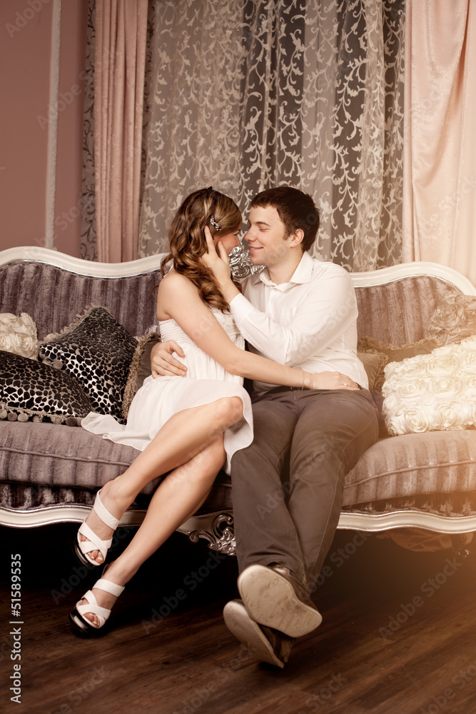 Obraz premium Happy couple in love at home