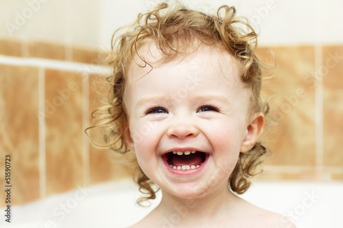 Canvastavla Laughing and bathing