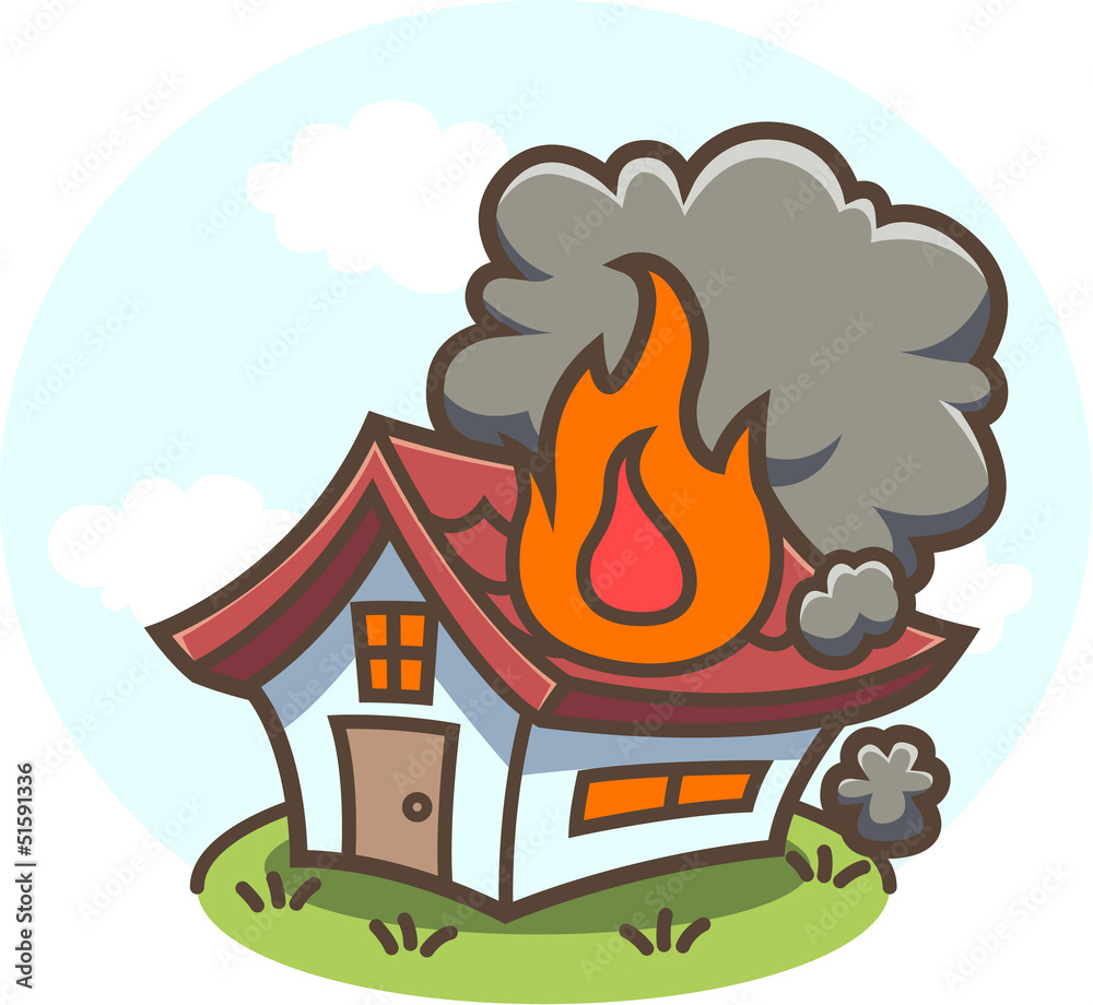 火事 燃える家 モノクロ Stock イラスト Adobe Stock