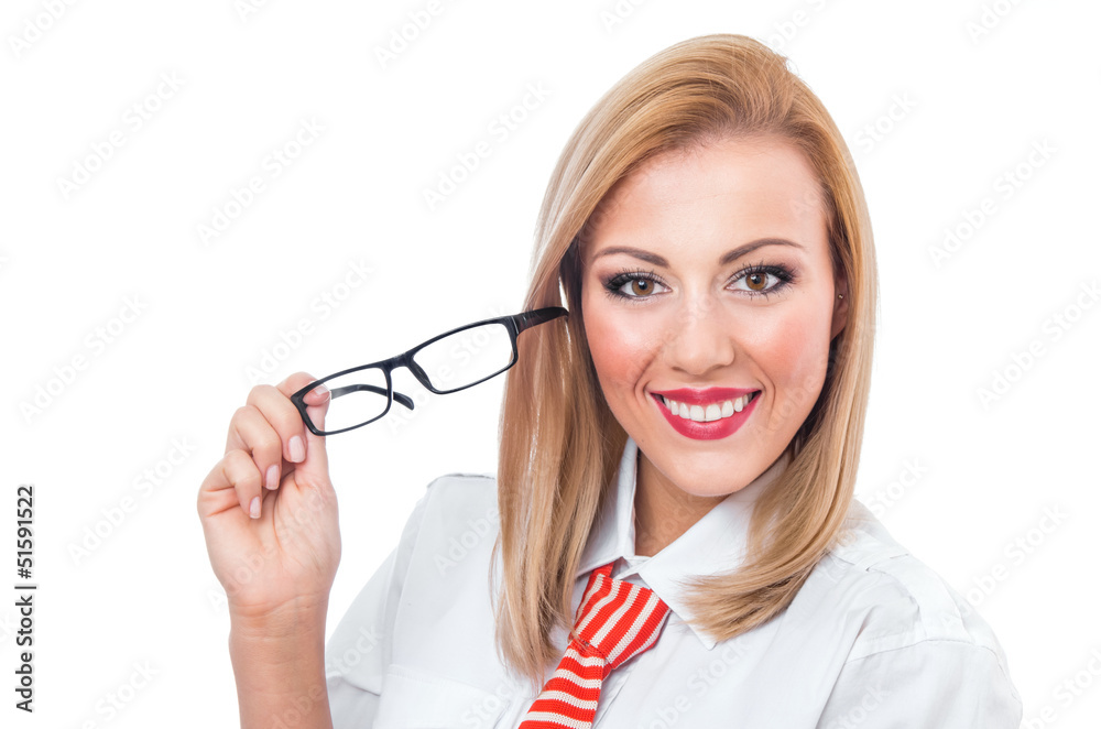 Portrait of cheerful smile young formal woman Portrait of cheerful smile young formal woman