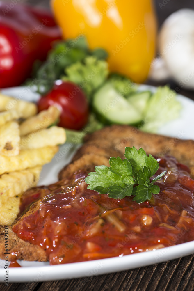 Portion of Schnitzel with Sauce Portion of Schnitzel with Sauce