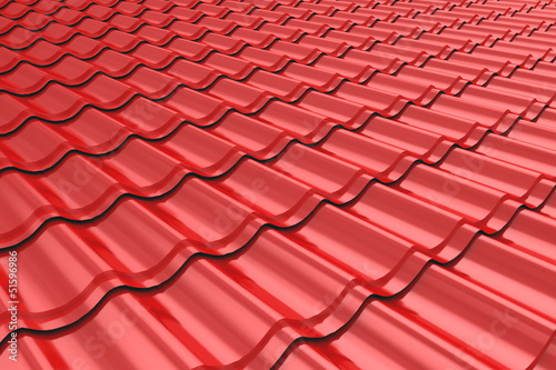 New red roof tiles close up detail