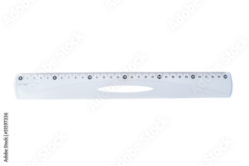 close up of rulers school supplies on white background