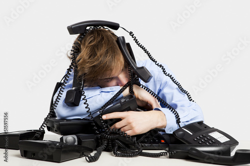 wrapped in telephones photo