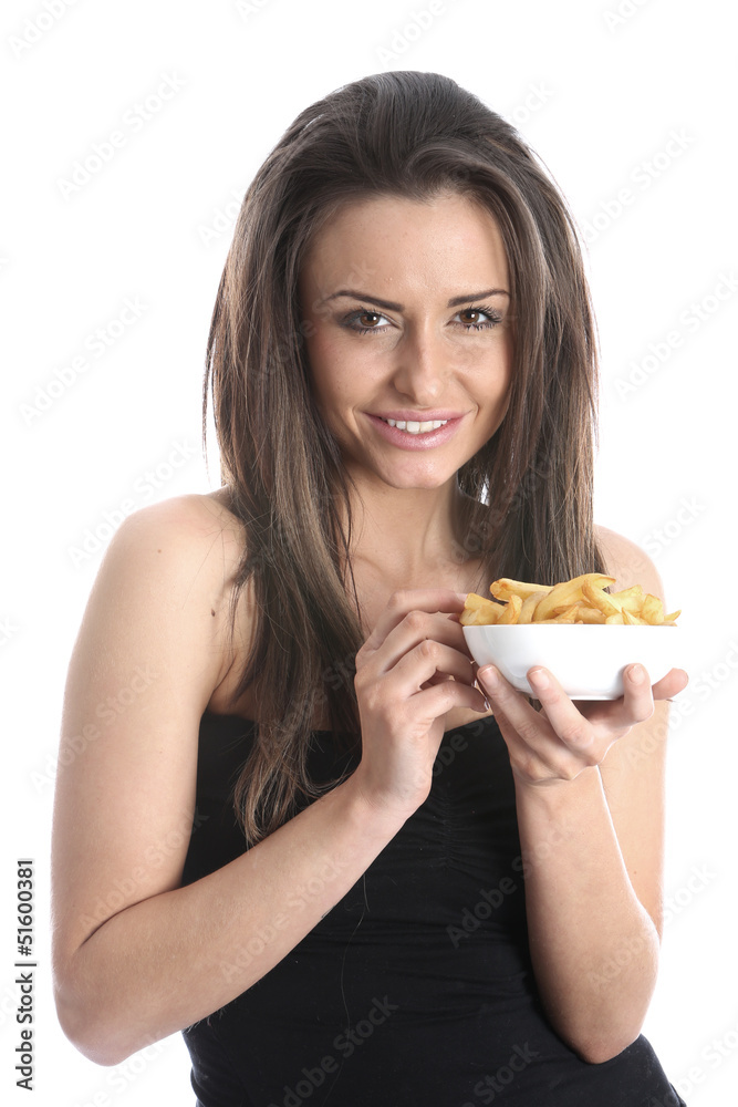 Model Released. Woman Eating Chips Model Released. Woman Eating Chips