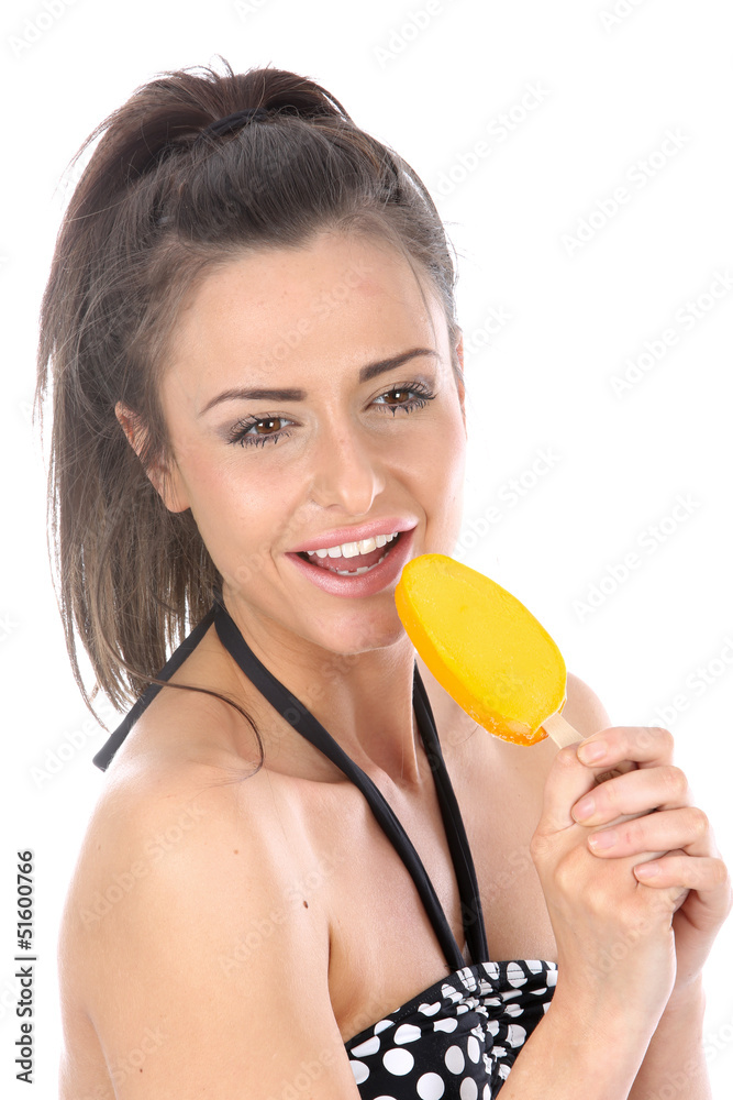 Model Released. Woman Eating Ice lolly Model Released. Woman Eating Ice lolly