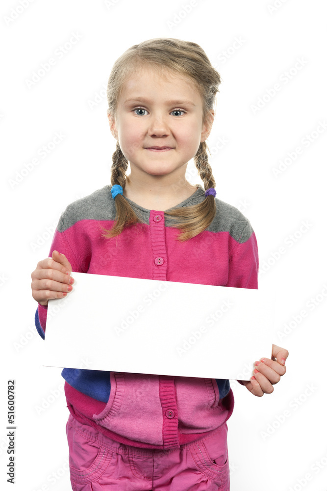 cute girl standing with empty horizontal blank cute girl standing with empty horizontal blank