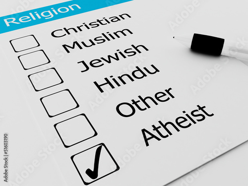 Religious Atheist or Agnostic on checkmark photo