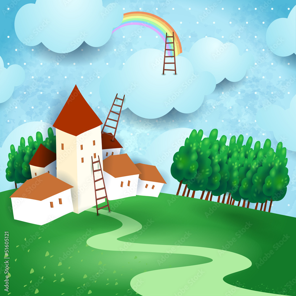 Fantasy landscape with country Fantasy landscape with country