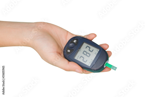  Hand with glucometer