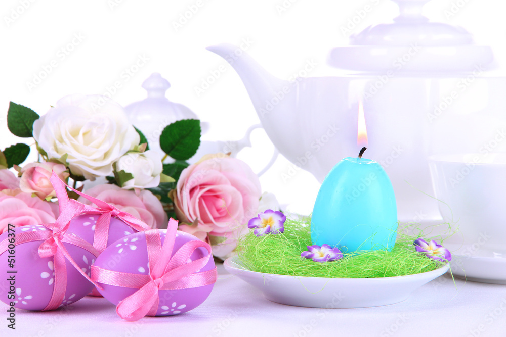 Place setting for Easter close up Place setting for Easter close up