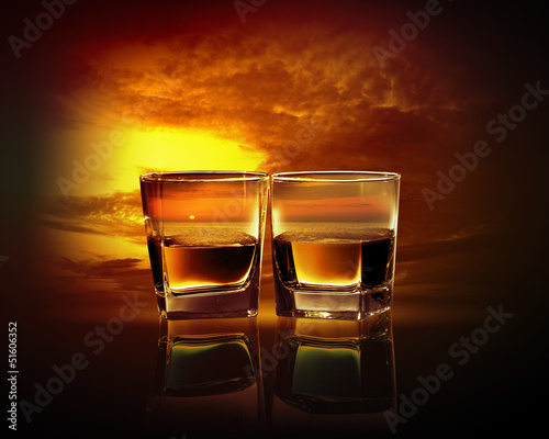 Two glasses of whiskey photo
