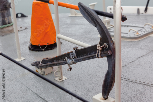 Anchor and Safety Equipment at Fishing Ship Deck