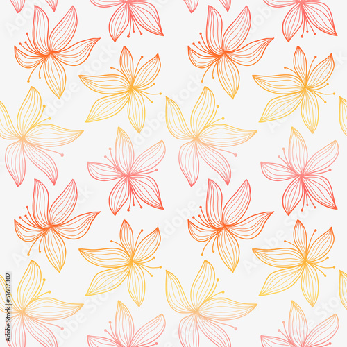 Beautiful gradient seamless pattern with lily