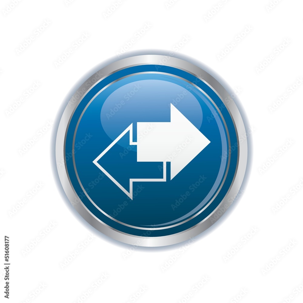 Arrows icon on the blue with silver rectangular button Arrows icon on the blue with silver rectangular button
