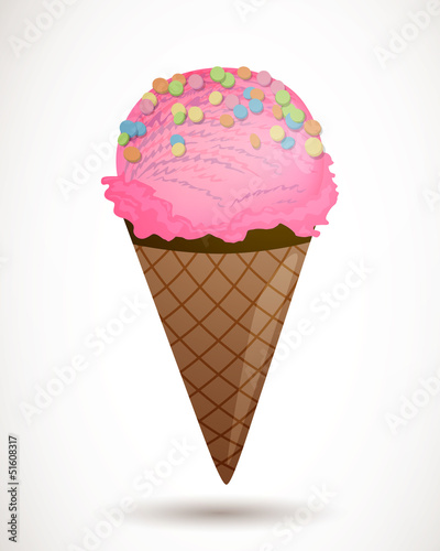 Vector Illustration of Pink Ice Cream