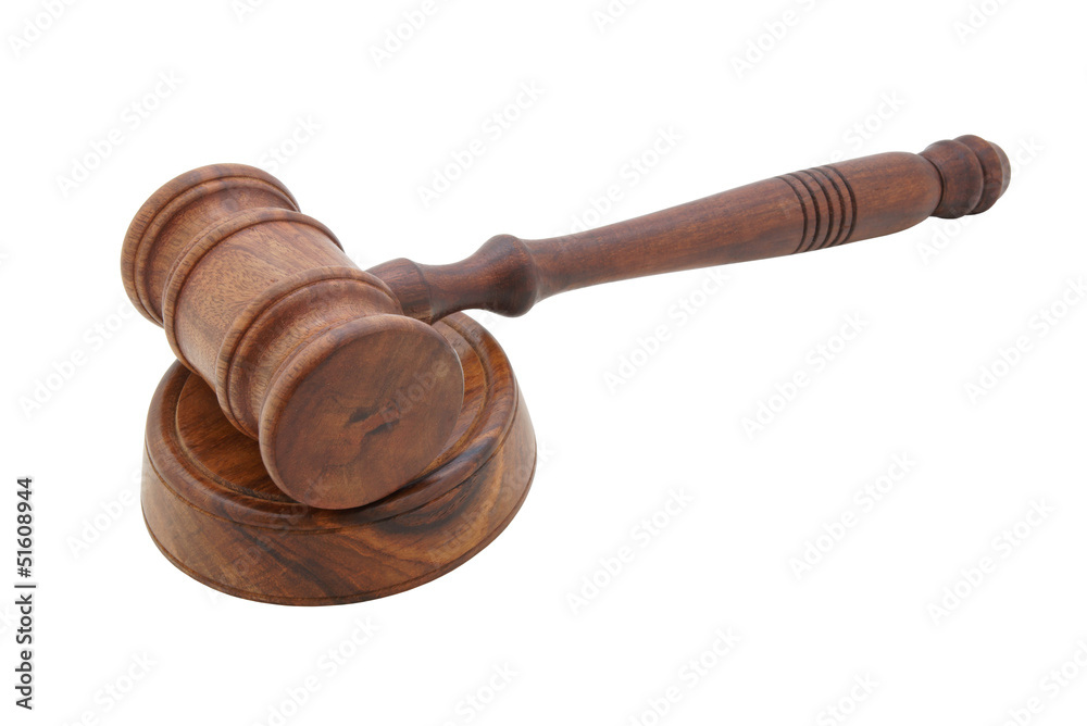 Wooden judge's gavel isolated on white Wooden judge's gavel isolated on white