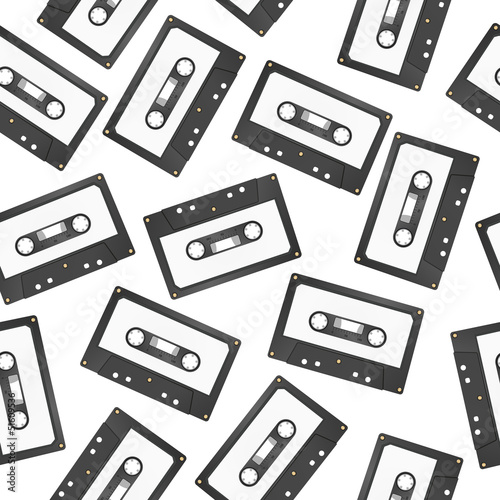 audiocassette seamless pattern