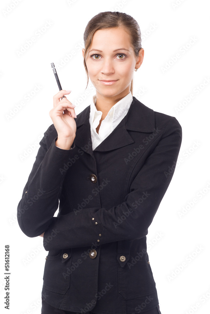 Elegant businesswoman holding a pen Elegant businesswoman holding a pen