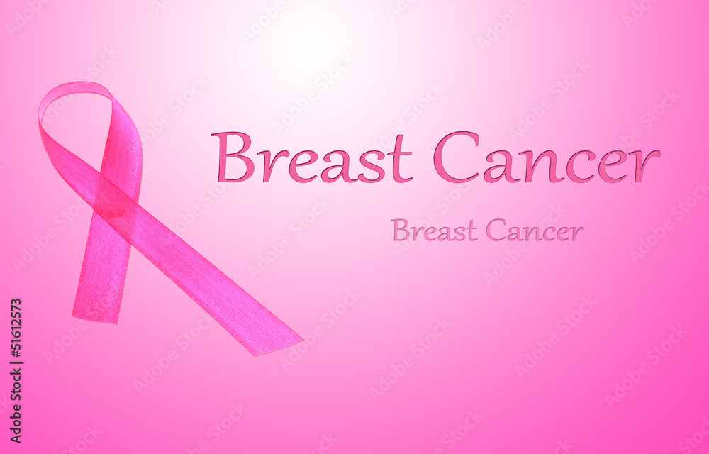 Pink breast cancer ribbon on pink background Pink breast cancer ribbon on pink background