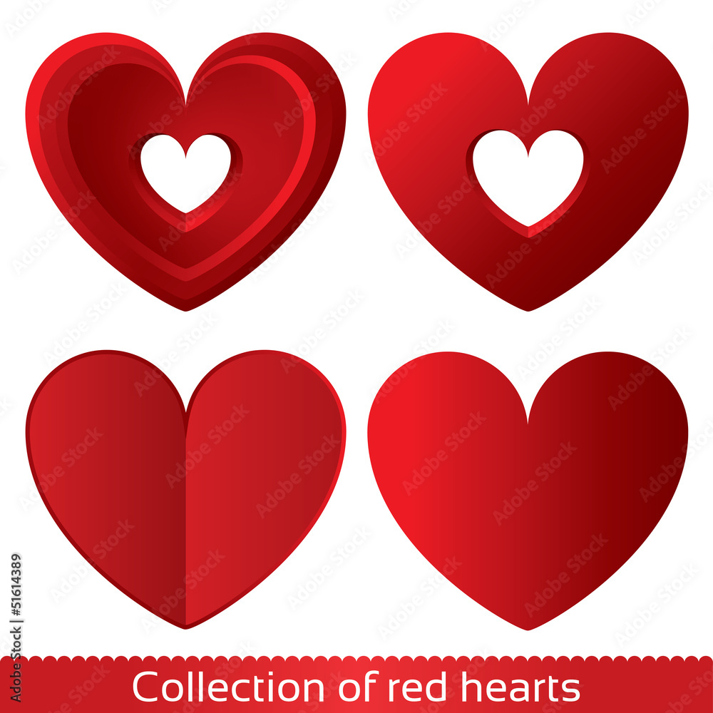 Red paper hearts. Valentines day card on white Red paper hearts. Valentines day card on white