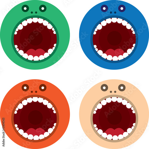 Large round monster mouth in various colors