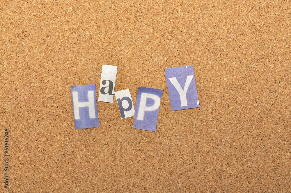 Happy Word Made From Newspaper Letter Happy Word Made From Newspaper Letter