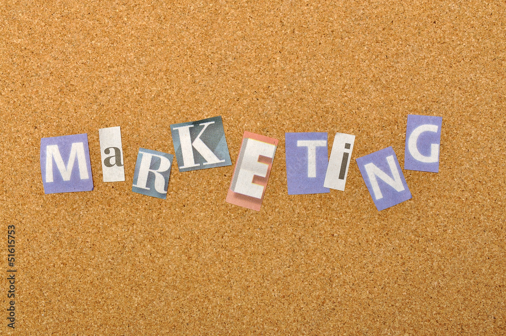 Marketing Word Made From Newspaper Letter Marketing Word Made From Newspaper Letter