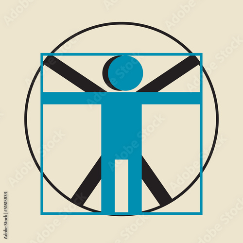 Leonardo da Vinci vitruvian man simplified sign
