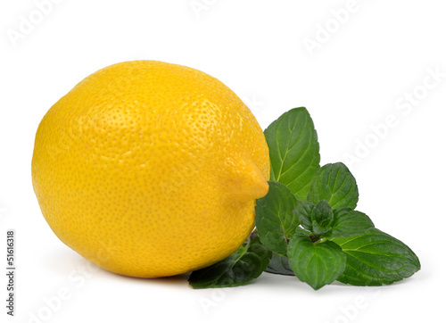 Lemon with mint leaves