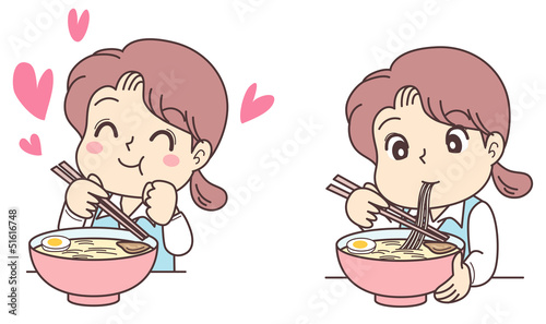 ラーメンを食べて幸せを感じる女性社員