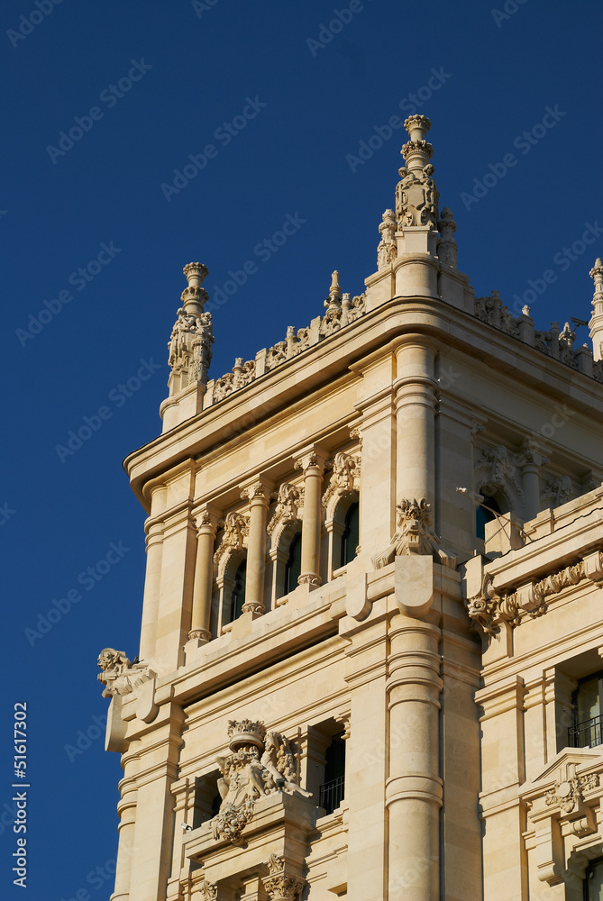 Historic buildings with lace fronts of Madrid
