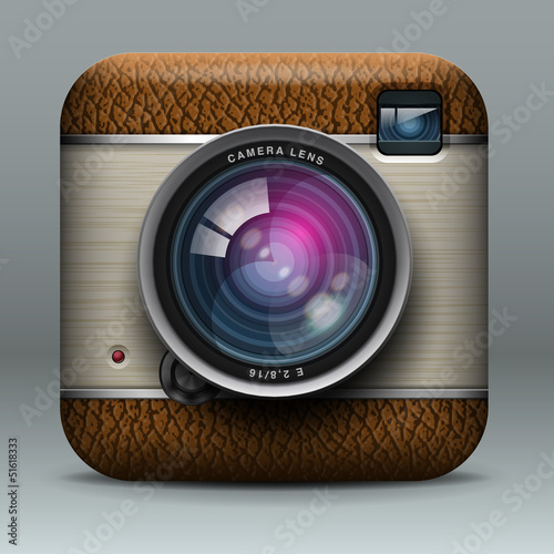 Vintage photo camera icon, vector Eps10 illustration.