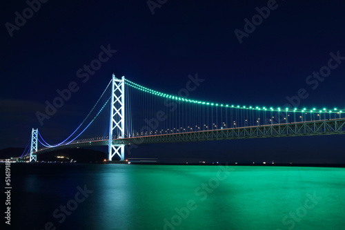 Suspension bridge was light up in colorful © crosscircle