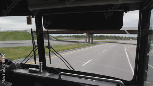 Travel by bus. Hwy 401 in Ontario. photo