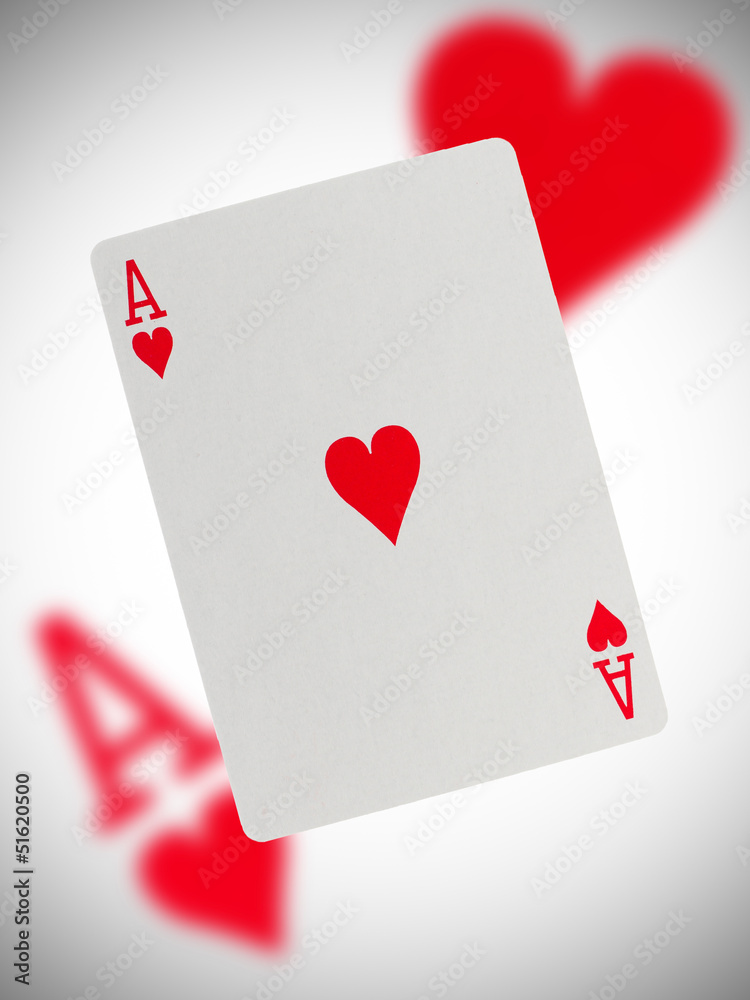 Playing card, ace of hearts