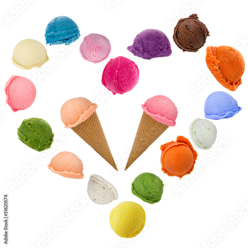 Ice cream heart over white background photo