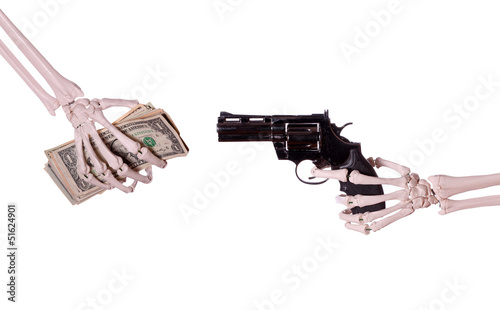 robbery - skeleton hand with gun