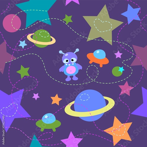 Stars and alien illustration