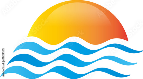 Logo, 3D, Zeichen, Symbol, Vektor, Wellen, Sonne