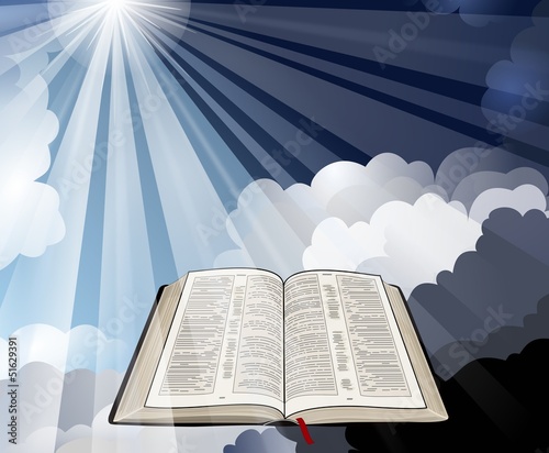 Open Bible with Light Rays