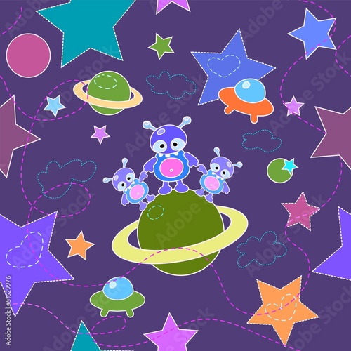 Stars and alien with children