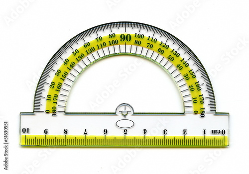 Fotografija A half circle protractor marked in degrees