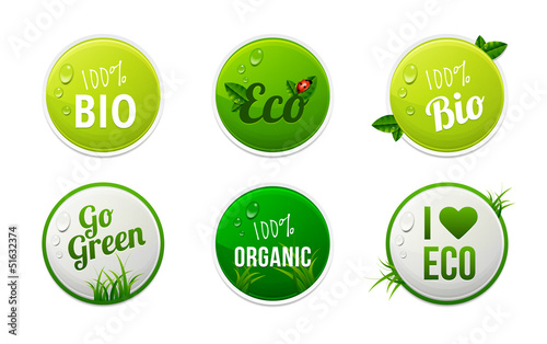 Set of bio, eco, organic sticker elements